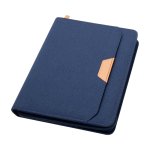 Porta-fólio de plástico reciclado arredondado, folhas A5 pautadas cor azul-marinho
