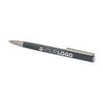 Caneta de alumínio reciclado com clipe prateado, tinta azul cor cinzento-escuro terceira vista