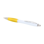 Caneta de plástico reciclado curva com pega, tinta preta cor amarelo segunda vista