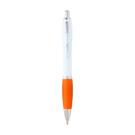 Caneta de plástico reciclado curva com pega, tinta preta cor cor-de-laranja