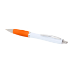 Caneta de plástico reciclado curva com pega, tinta preta cor cor-de-laranja segunda vista