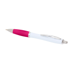 Caneta de plástico reciclado curva com pega, tinta preta cor cor-de-rosa segunda vista