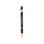 Caneta de alumínio reciclado detalhes rose gold, tinta azul vista principal