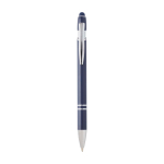 Caneta de alumínio reciclado com ponteira táctil, tinta azul cor azul-marinho