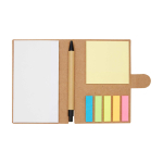 Caderno de notas adesivas com caneta com tinta preta cor natural segunda vista
