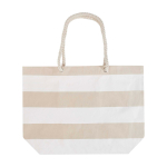 Saco de praia de algodão reciclado com asas de cordão 270 g/m2 cor branco segunda vista frontal