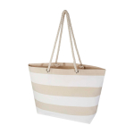 Saco de praia de algodão reciclado com asas de cordão 270 g/m2 cor branco