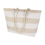 Saco de praia de algodão reciclado com asas de cordão 270 g/m2 cor branco segunda vista