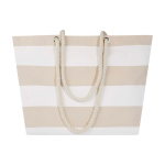Saco de praia de algodão reciclado com asas de cordão 270 g/m2 cor branco terceira vista frontal