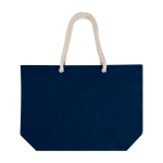 Saco de praia de algodão reciclado com asas de cordão 270 g/m2 cor azul-marinho segunda vista traseira