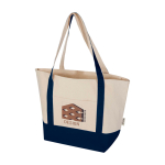 Saco multiusos de algodão reciclado com asas duplas 320 g/m² cor azul-marinho vista impressão transfer