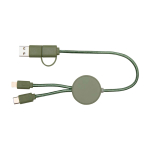 Cabo de carga rápida de plástico reciclado e sincronização 5 em 1 cor verde pastel segunda vista frontal