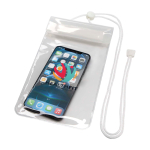 Bolsa impermeável grande de plástico para telemóvel com cordão cor transparente vista impressão tampografia