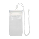 Bolsa impermeável média de plástico para telemóvel com cordão cor branco segunda vista frontal
