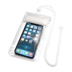 Bolsa impermeável média de plástico para telemóvel com cordão cor branco