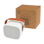 Colunas sem fios de plástico reciclado com pega de pele 3 W cor branco