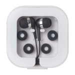 Auriculares confortáveis tipo-C com caixa de plástico reciclado cor preto segunda vista frontal