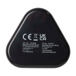 Auriculares simples com conector de áudio e estojo triangular cor preto segunda vista traseira