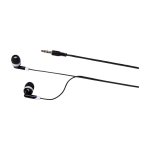Auriculares simples com conector de áudio e estojo triangular cor preto terceira vista