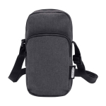 Bolsa para telemóvel de poliéster reciclado com correias ajustáveis cor cinzento-escuro segunda vista frontal
