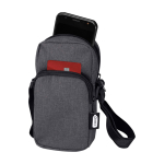 Bolsa para telemóvel de poliéster reciclado com correias ajustáveis cor cinzento-escuro segunda vista