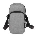 Bolsa para telemóvel de poliéster reciclado com correias ajustáveis cor cinzento mesclado segunda vista frontal
