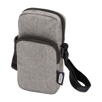 Bolsa para telemóvel de poliéster reciclado com correias ajustáveis cor cinzento mesclado