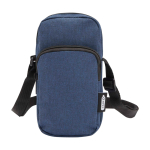 Bolsa para telemóvel de poliéster reciclado com correias ajustáveis cor azul-marinho segunda vista frontal