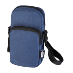 Bolsa para telemóvel de poliéster reciclado com correias ajustáveis cor azul-marinho