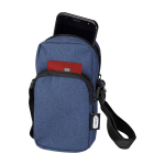 Bolsa para telemóvel de poliéster reciclado com correias ajustáveis cor azul-marinho segunda vista