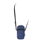 Bolsa para telemóvel de poliéster reciclado com correias ajustáveis cor azul-marinho terceira vista