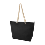 Saco de praia de poliéster reciclado com asas de cordão 23 L cor preto