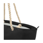 Saco de praia de poliéster reciclado com asas de cordão 23 L cor preto vista detalhe 1