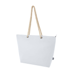 Saco de praia de poliéster reciclado com asas de cordão 23 L cor branco