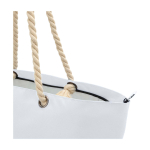 Saco de praia de poliéster reciclado com asas de cordão 23 L cor branco vista detalhe 1