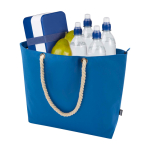 Saco de praia de poliéster reciclado com asas de cordão 23 L cor azul real terceira vista