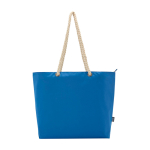 Saco de praia de poliéster reciclado com asas de cordão 23 L cor azul real terceira vista frontal