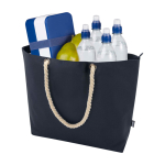 Saco de praia de poliéster reciclado com asas de cordão 23 L cor azul-marinho terceira vista
