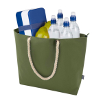Saco de praia de poliéster reciclado com asas de cordão 23 L cor verde oliva terceira vista