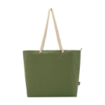 Saco de praia de poliéster reciclado com asas de cordão 23 L cor verde oliva terceira vista frontal