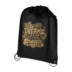 Mochila de cordão non-woven duradouro e resistente ao rasgo 5 L cor preto vista impressão serigrafia