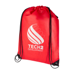 Mochila de cordão non-woven duradouro e resistente ao rasgo 5 L cor vermelho vista impressão serigrafia