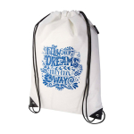 Mochila de cordão non-woven duradouro e resistente ao rasgo 5 L cor branco vista impressão serigrafia