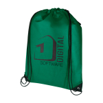Mochila de cordão non-woven duradouro e resistente ao rasgo 5 L cor verde vista impressão serigrafia