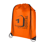 Mochila de cordão non-woven duradouro e resistente ao rasgo 5 L cor cor-de-laranja vista impressão serigrafia