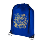 Mochila de cordão non-woven duradouro e resistente ao rasgo 5 L cor azul real vista impressão serigrafia