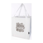 Saco multiusos de poliéster reciclado com base de apoio 29 L cor branco vista impressão serigrafia