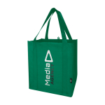 Saco multiusos de poliéster reciclado com base de apoio 29 L cor verde vista impressão serigrafia