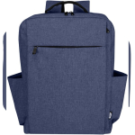 Mochila de poliéster reciclado com compartimento para portátil 15'' cor azul mesclado segunda vista frontal