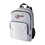Mochila para portátil de poliéster reciclado com bolso para PC 15'' cor cinzento vista impressão transfer